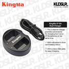 KingMa LP-E6 USB Dual Charger for Canon EOS R/ 90D/ 80D/ 70D/ 60D/ 6D/ 6D2/ 7D/ 7D2/ 5D2/ 5D3/ 5D4/